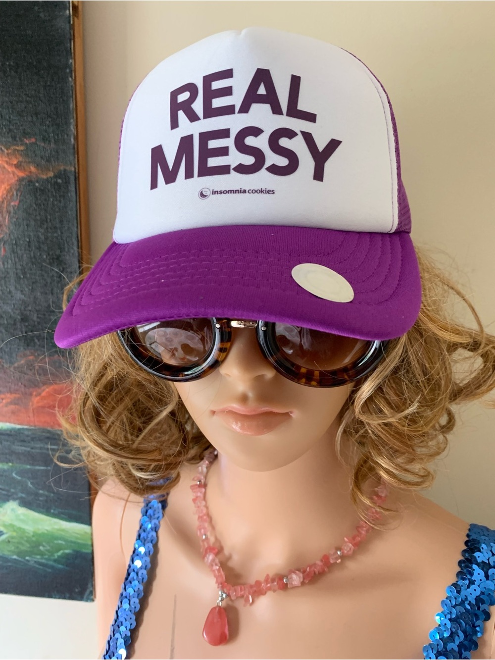 🔥Real Messy Foam Panel Trucker SnapBack Nylon Mesh Hat OS NWOT
